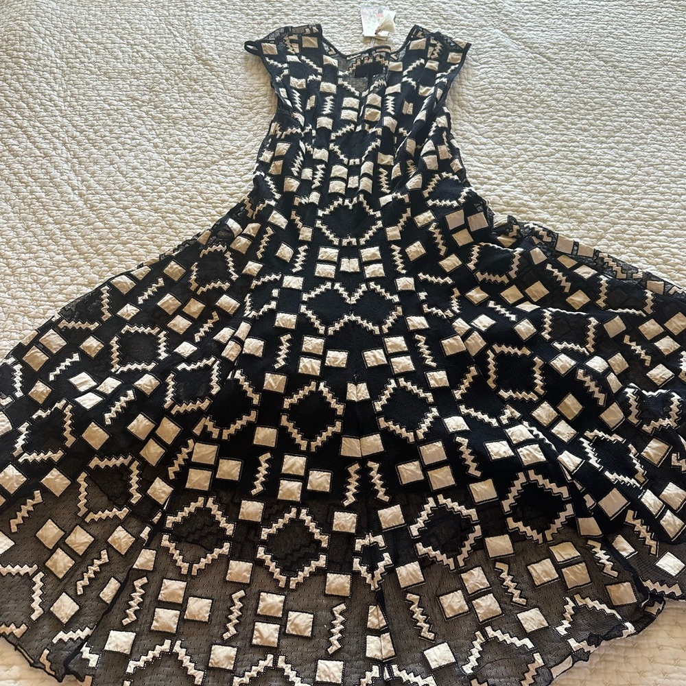 Johnny Was Black and Cream Midi Dress - Picture 3 of 3